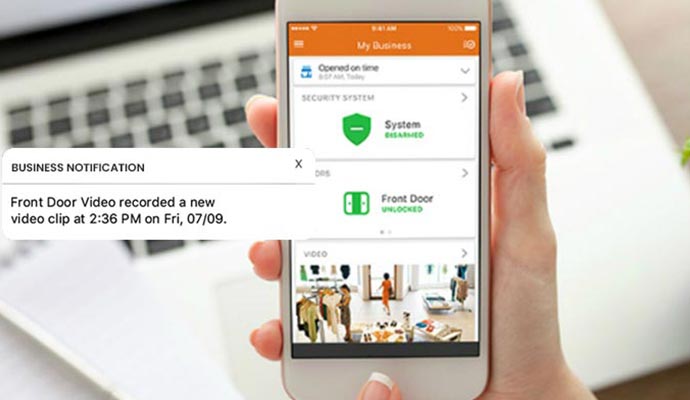 Smartphone alert: Unlocked door, store video