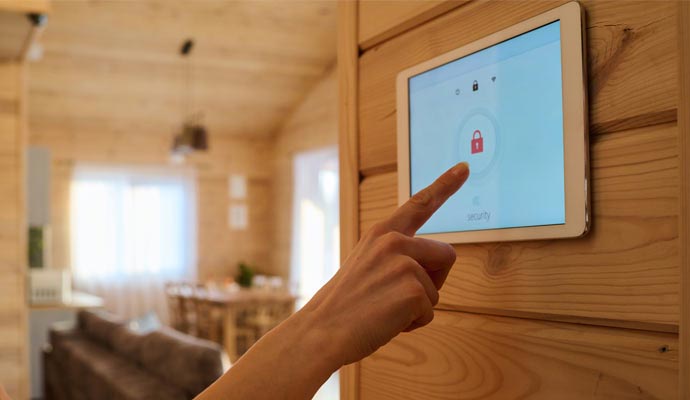 Interactive alarm panel on the wall