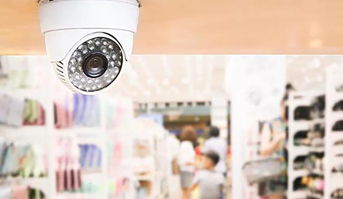 Security camera in retail store