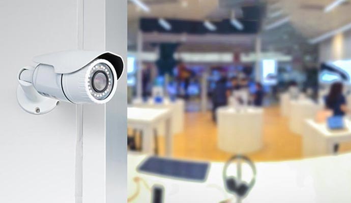 Wall-mounted bullet camera monitoring store