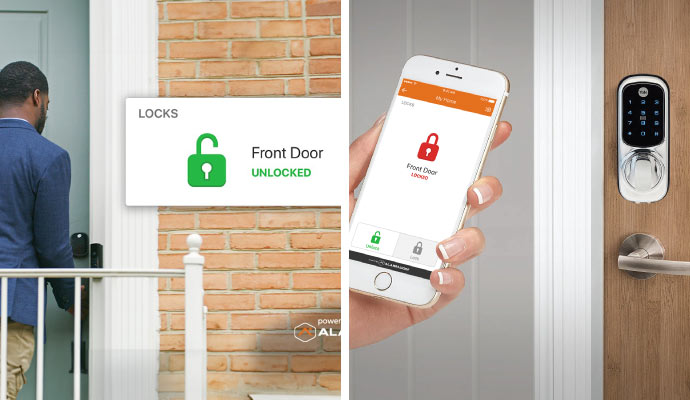 collage of smart notification system and smart door lock