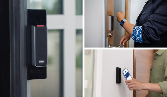 Collage of different uses of HID access control system Collage of different uses of HID access control system
