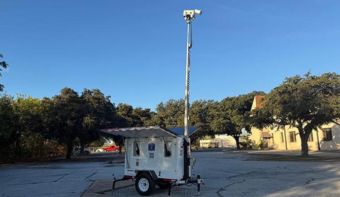 Mobile surveillance trailer in the street