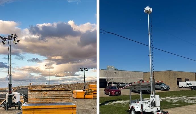 Collage of mobile surveillance in construction site and parking lot