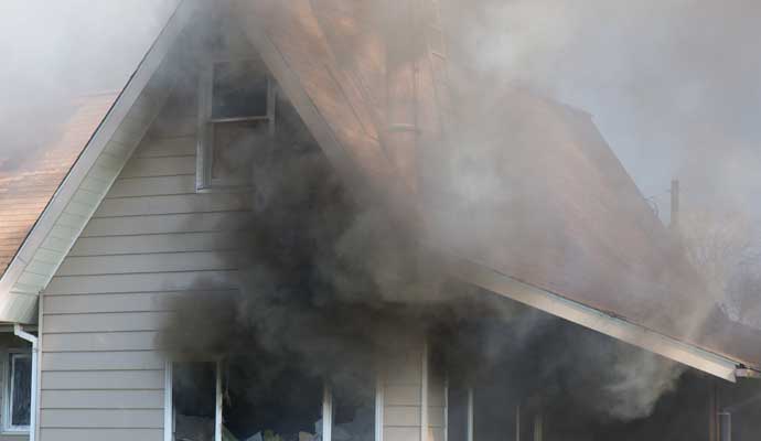 A house burning in fire