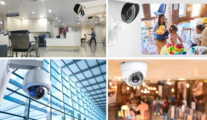 Security cameras monitor hospitals, homes, public spaces, and restaurants