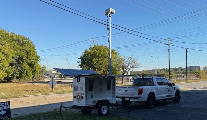 Service van caring mobile surveillance trailer